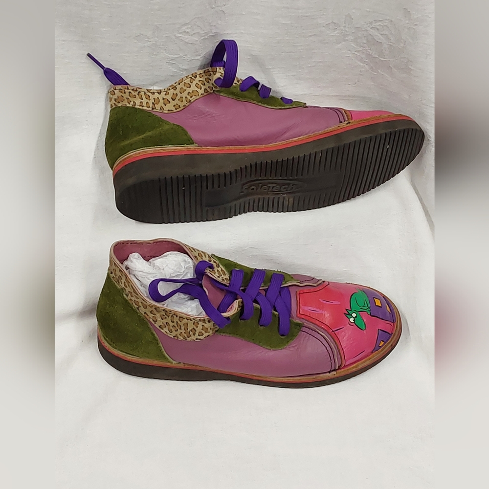 SoleTech Hand Painted Leather Laceup Shoes 8